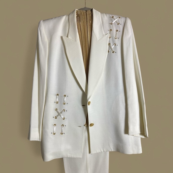 Vintage Solini New York Safety Pin Embellished Blazer Suit – Size 8, Made in USA - Picture 1 of 9